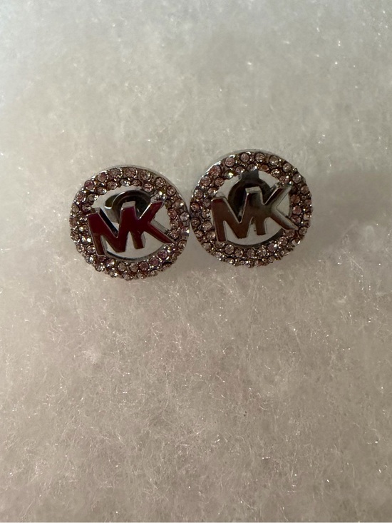 Michael Kors Jewelry - NWOB‼️Michael Kors Silver MK Logo Crystal Stud Earrings